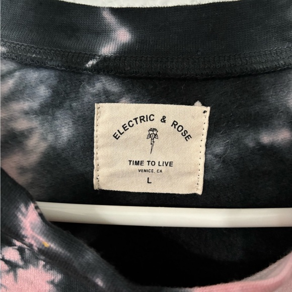 Electric and Rise sweatshirt high- low tye dye pink black slouchy boho beachy - Picture 6 of 7